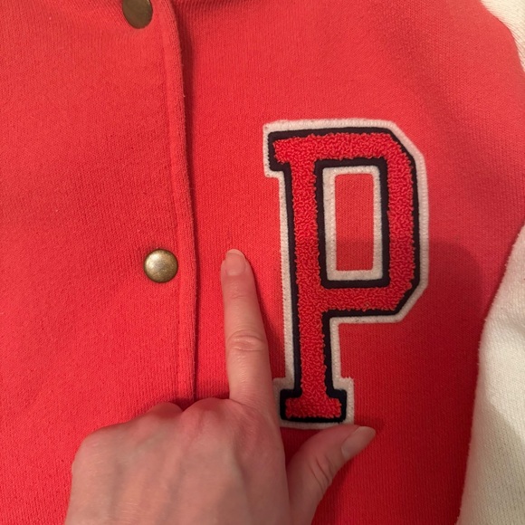 Victoria Secret PINK Pink And White Letterman Jacket Size Medium - Picture 14 of 16